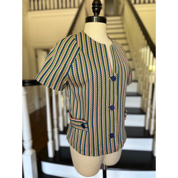 Vintage 50s60s Knit Jacket Midcentury Rockabilly PinUp Jackie O Preppy Easter - Picture 3 of 11